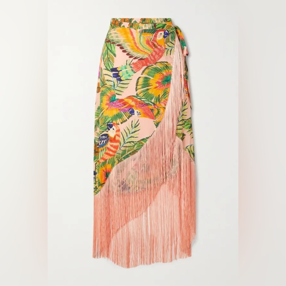Farm Rio / Macaw Leaves Fringe Skirt